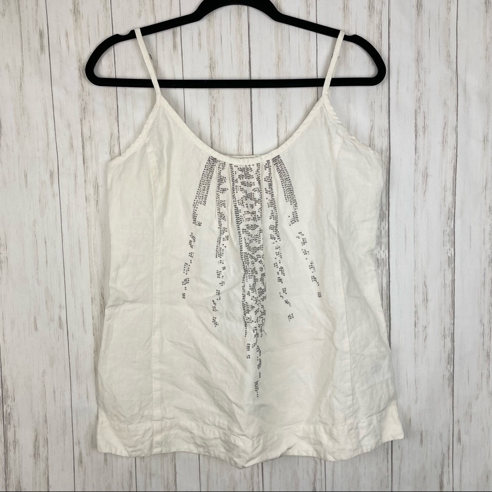 Eileen Fisher organic linen cream sequin tank